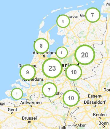 Kaart van Nederland met cijfers Gezonde Scholen